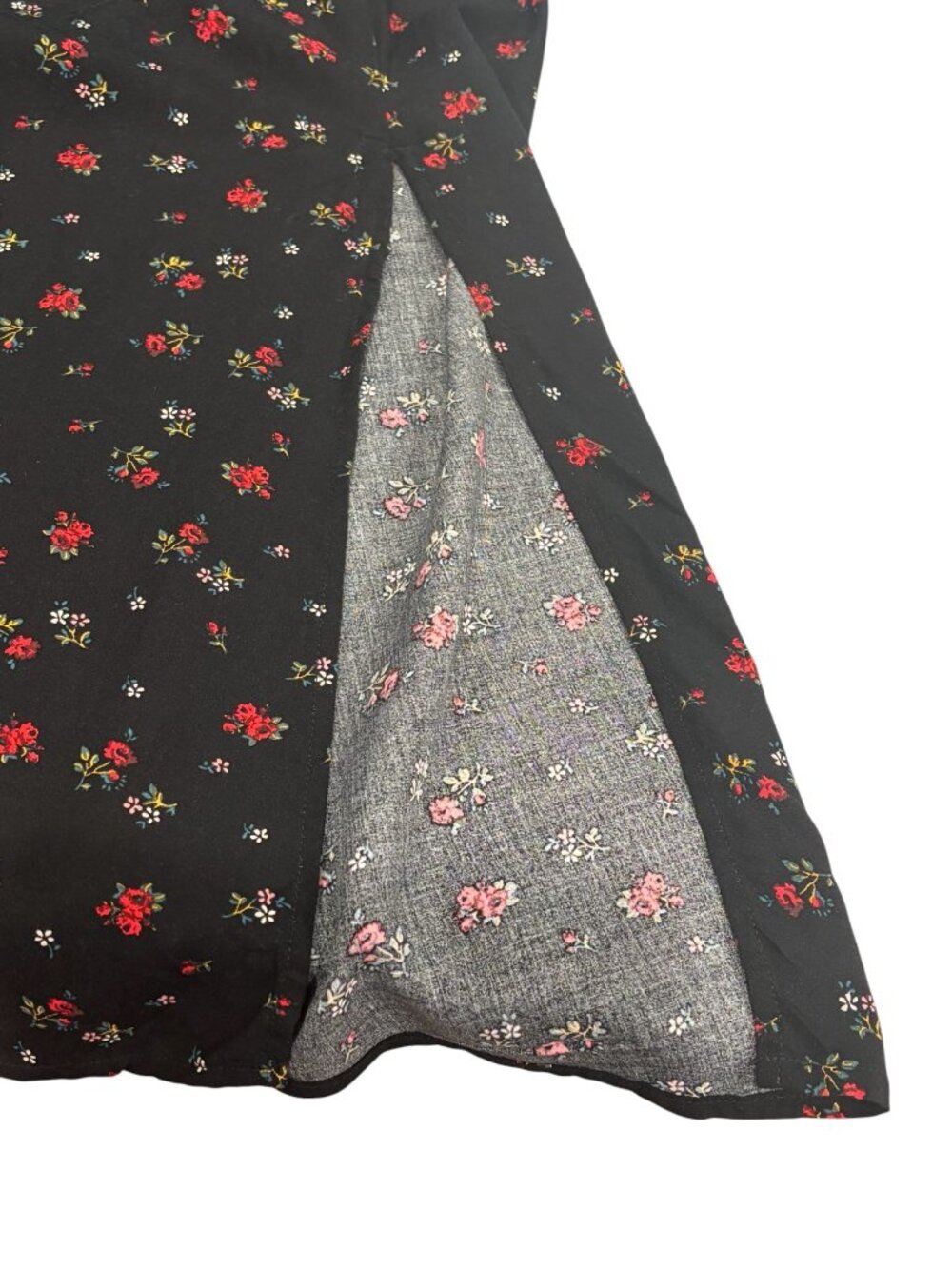 GAP Floral Midi Dress Black Ditsy Print Puff Sleeve Cottagecore L - Picture 7 of 9